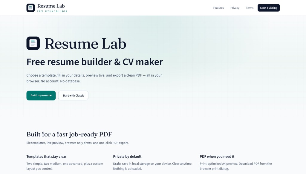 Resume Lab preview